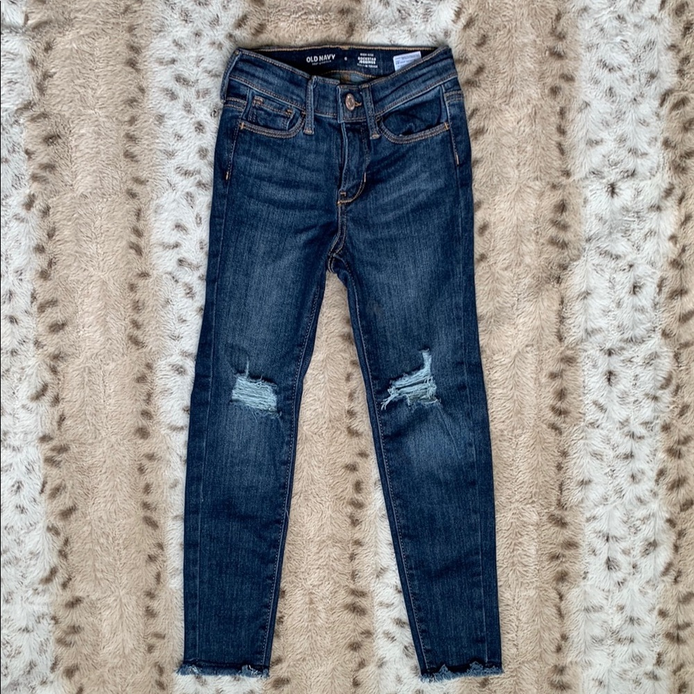 Old Navy Girls Blue Distressed Skinny Jeans